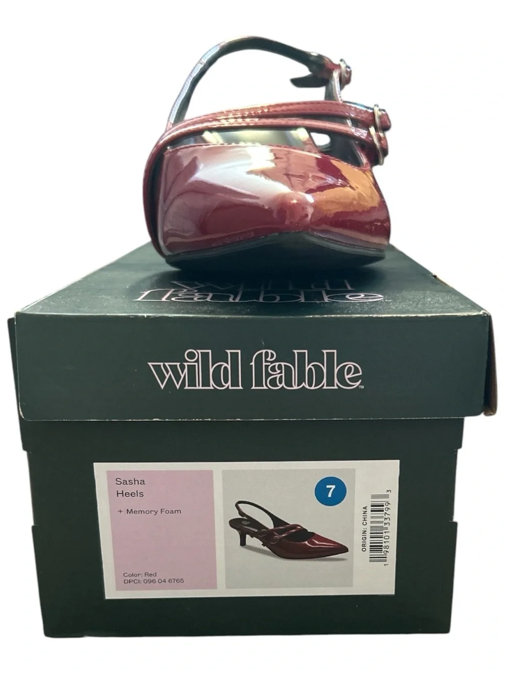 Wild Fable Sasha Red Patent Slingback Kitten Heels Size 7 Double Strap Pumps